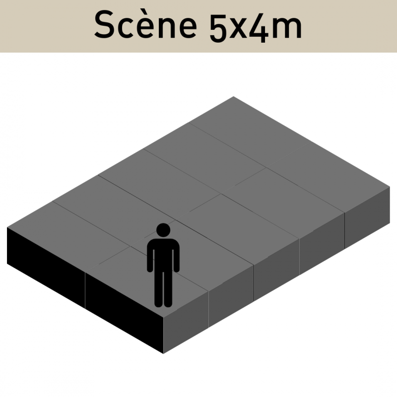 Scène 5m x 4m avec pied - Location pack-scene - SLF