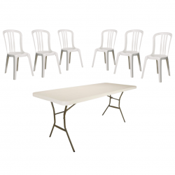 Pack table pliante + 6 chaises