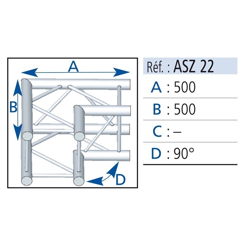 Angle 2d carre 290 alu